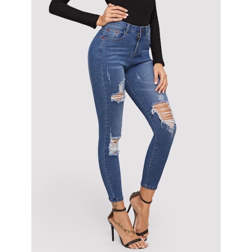 ♡ distressed high waisted skinny jeans ♡ - Picture 2 of 8